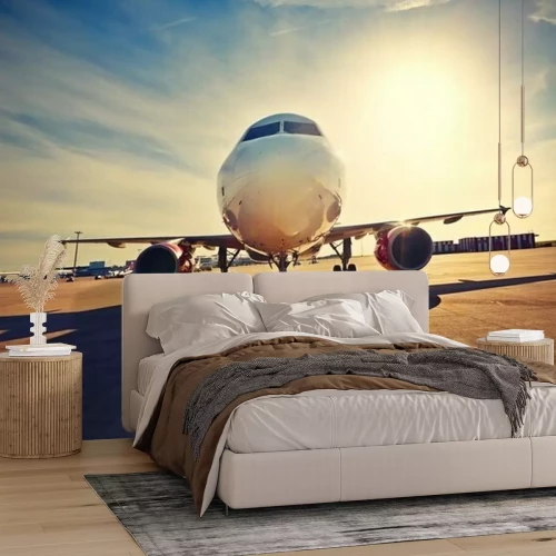 Fotobehang Een vliegtuig op het vliegveld