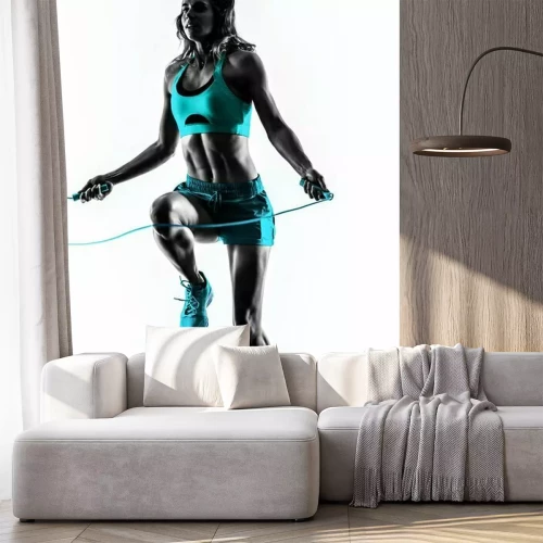 Fotobehang Fitnesstraining met springtouw