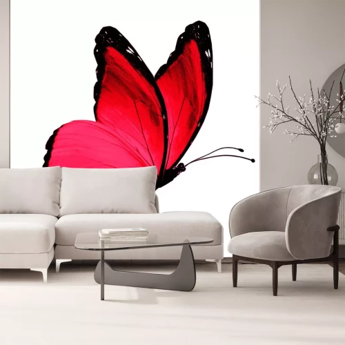 Sticker Rode vlinder op een witte achtergrond