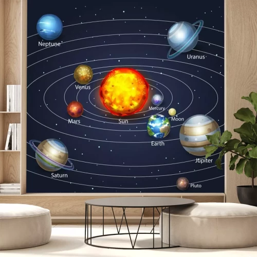 Fotobehang Planeten die in het zonnestelsel ronddraaien