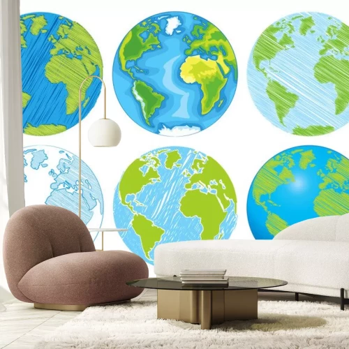 Sticker Hand getrokken Globe. Schets illustratie van de planeet aarde