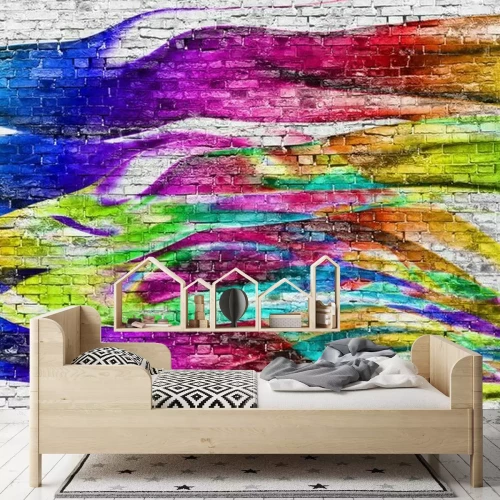 Fotobehang Kleurrijke golven in graffiti