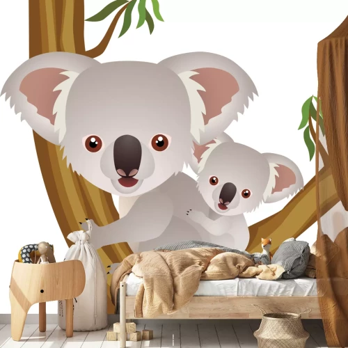 Sticker Grote en kleine koala op de boom