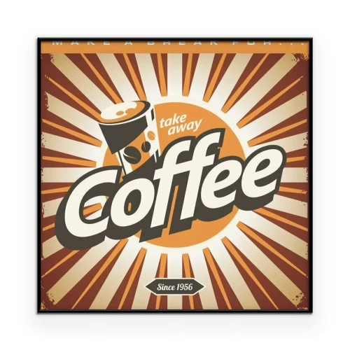 Poster Een poster in retrostijl voor reclame voor afhaalkoffie.