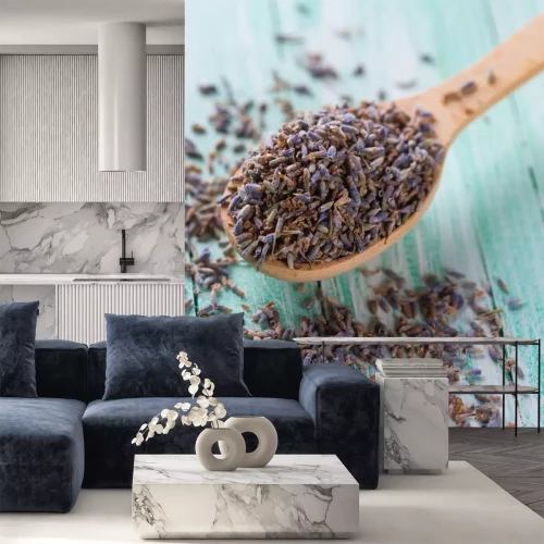 Sticker Gedroogde lavendel op een lepel