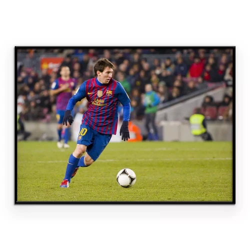 Poster Voetballer Lionel Messi tijdens een wedstrijd