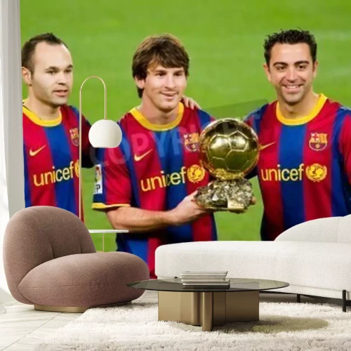 Fotobehang Messi poseert met de prijs