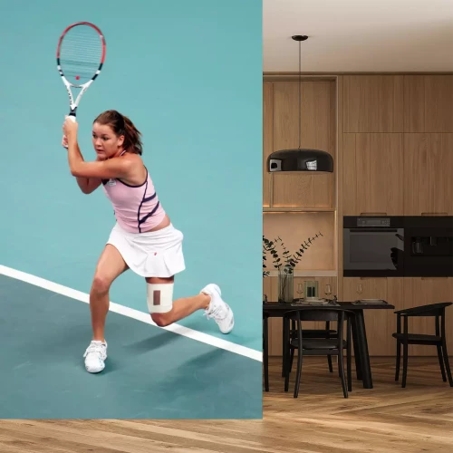 Fotobehang Agnieszka Radwanska speelt op de tennisbaan