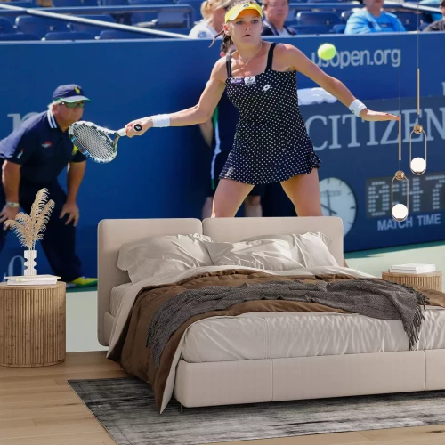 Fotobehang Tenniswedstrijd van Agnieszka Radwanska
