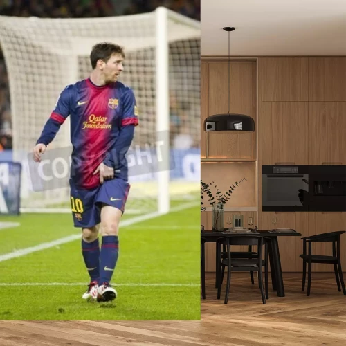 Fotobehang Messi op het voetbalveld