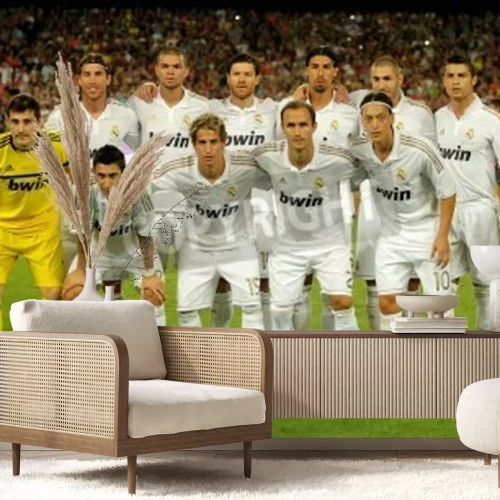 Fotobehang Real Madrid-spelers voor de wedstrijd