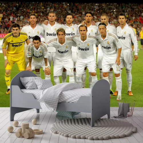 Fotobehang Real Madrid-spelers voor de wedstrijd