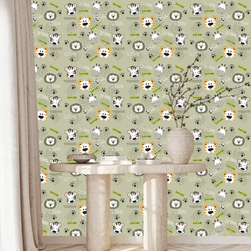 Behang Afrikaanse dieren zebra giraffe leeuw tiger vector illustratie