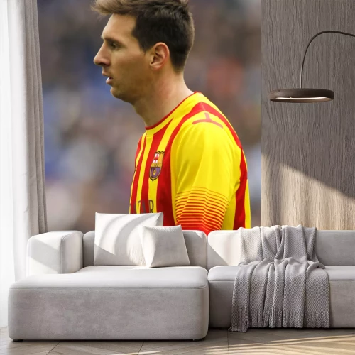 Fotobehang Messi in de kleuren van Barcelona