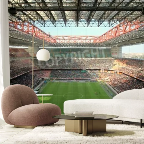 Fotobehang San Siro-stadion tijdens een voetbalwedstrijd van AC Milan