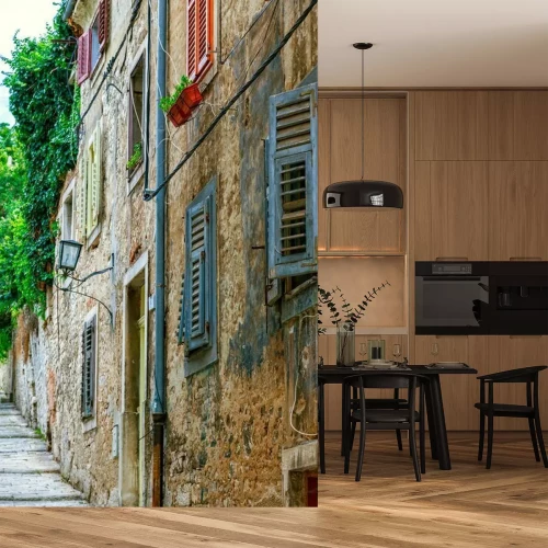 Fotobehang Smalle straatjes in Pula