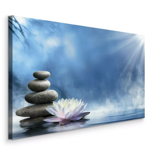 Canvas Lotusbloem en massagestenen