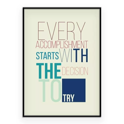 Poster Elke uitvoering begint met de beslissing om kleurrijke typografie uit te proberen.