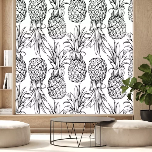 Sticker Zwart-wit afbeeldingen met ananas