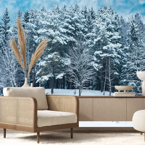 Fotobehang Winterboslandschap