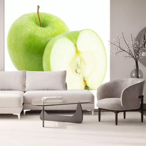 Sticker Groene appel geheel en half