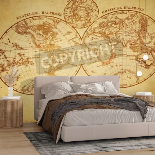 Fotobehang Vintage kaart met hemisferen