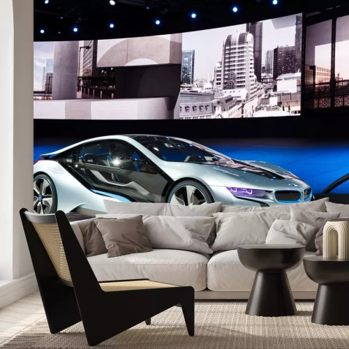 Fotobehang FRANKFURT - 24 september: BMW i8 Concept car getoond op de 64ste IAA Motor Show (Internationale Automobil-Ausstellung) in Frankfurt, Duitsland, op 24 september 2011.