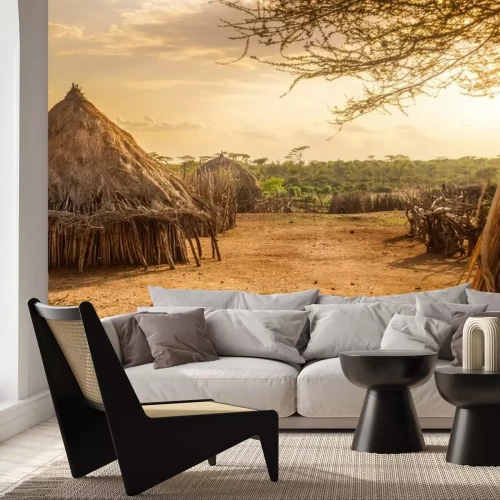 Fotobehang Een dorp in Ethiopië