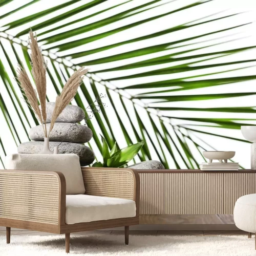 Sticker Stapel stenen spa met lepel zeezout