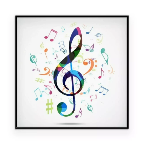 Poster G-sleutel tegen de achtergrond van muzieknoten