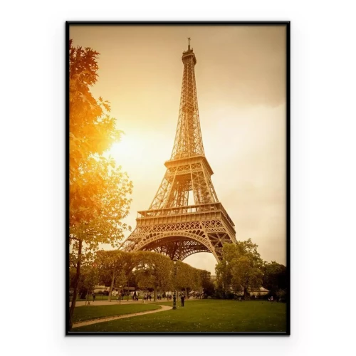 Poster Parijs met de Eiffeltoren in warm licht.