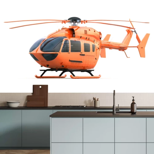 Sticker Orange Helicopter. Geïsoleerd met Clipping Path.