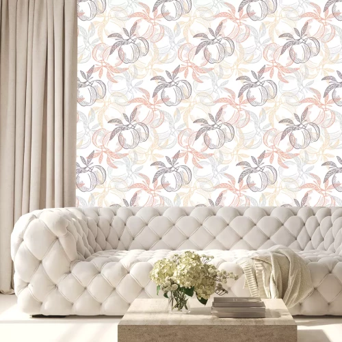 Behang Vruchten op een tak in oranje kleuren