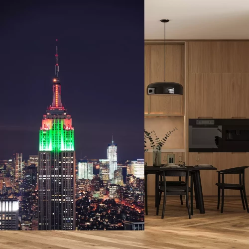 Fotobehang Verlichte architectuur in New York