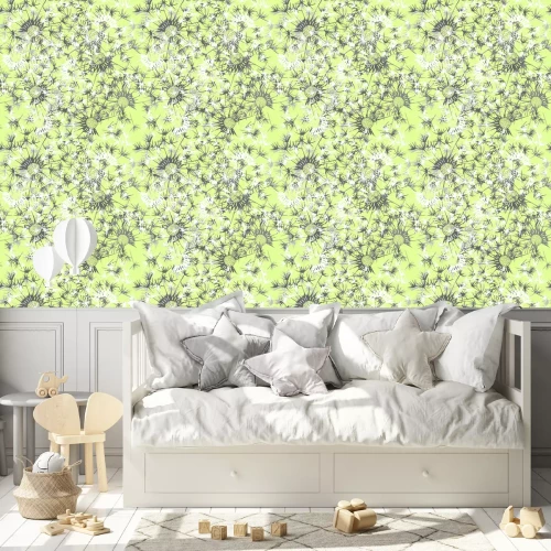 Behang Paardenbloemen in grafische stijl