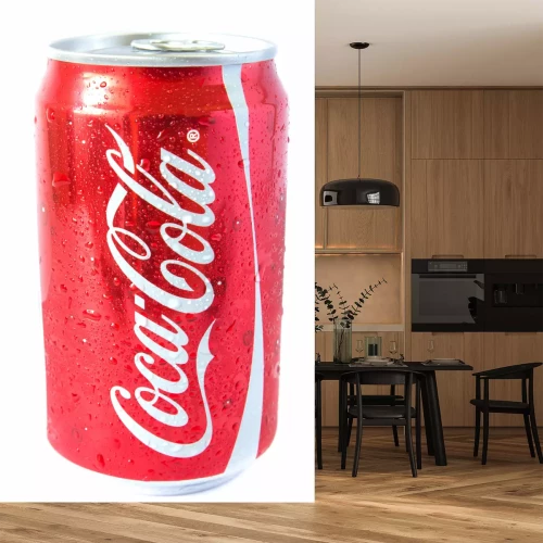 Fotobehang Close-up van een blikje Coca-Cola.