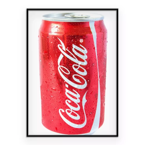 Poster Close-up van een blikje Coca-Cola.