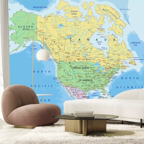 Fotobehang Noord-Amerika op de kaart