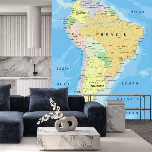 Fotobehang Politieke kaart van Zuid-Amerika