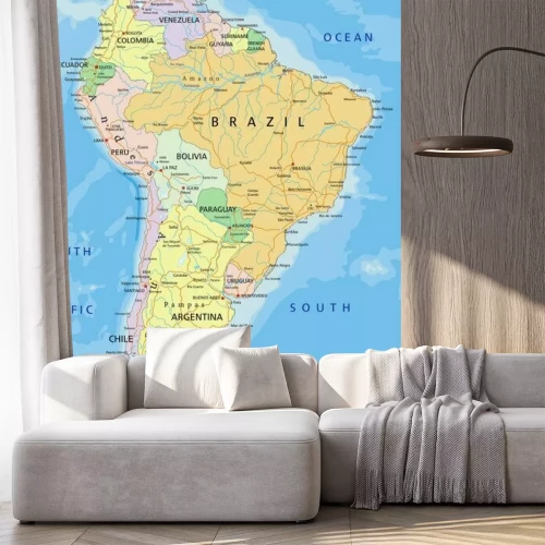 Sticker Politieke kaart van Zuid-Amerika