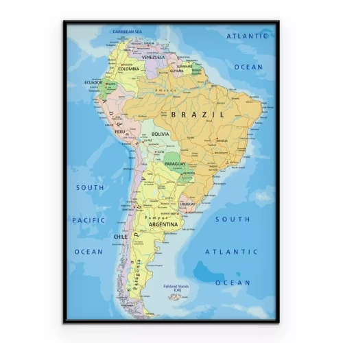 Poster Politieke kaart van Zuid-Amerika