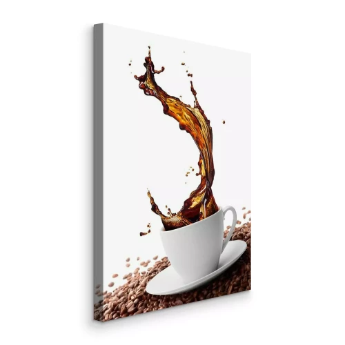 Canvas Koffie gemorst uit een kopje