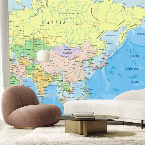 Sticker Politieke kaart van Azië