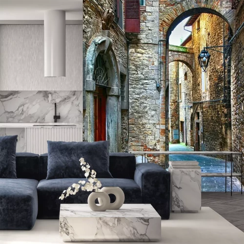 Fotobehang Mooie oude straten van de Italiaanse middeleeuwse steden, Tody