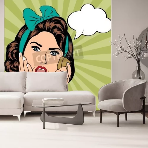 Fotobehang Sprekende vrouw in pop art stijl