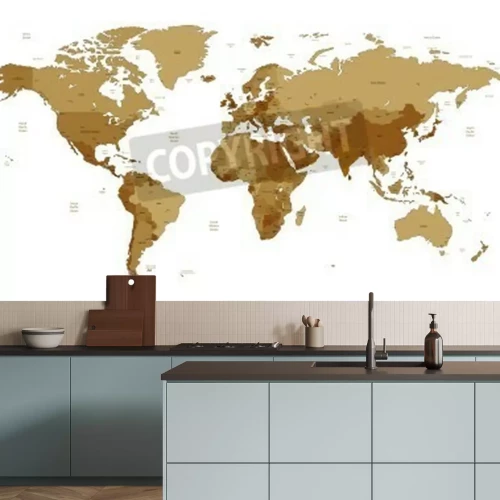 Fotobehang Wereldkaart met bruine kleuren