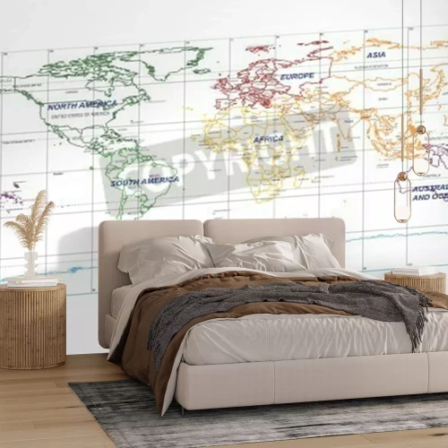 Fotobehang Contour Wereldkaart