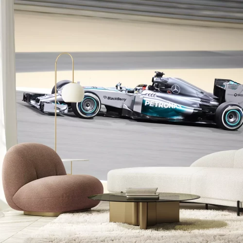 Fotobehang Mercedes racewagen op de baan