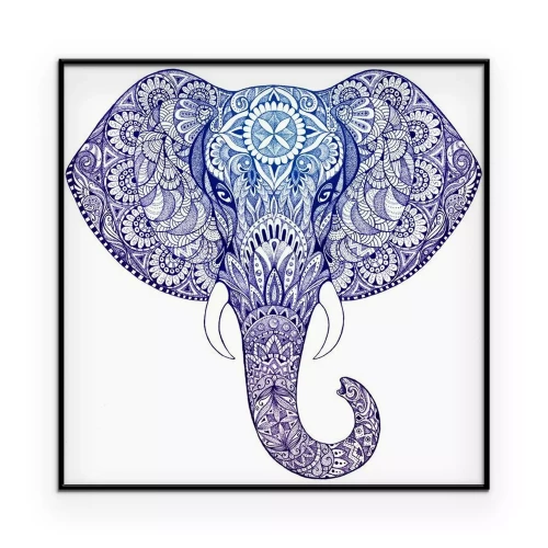 Poster Portret van een olifant in etnische stijl.