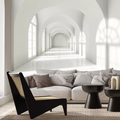 Fotobehang 3D tunnel wit